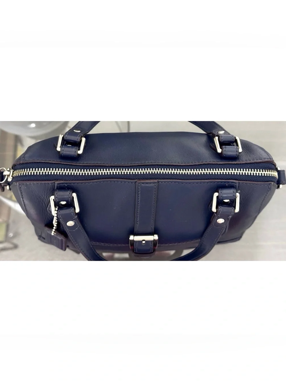 COACH Bleecker Leather Mini Satchel Crossbody Bag – NAVY BLUE